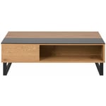 Table basse relevable rectangulaire bois clair et métal noir L110 cm WYNN