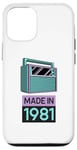 Coque pour iPhone 12/12 Pro Purple Turquoise Made in 1981 Vintage 80s Tape Deck