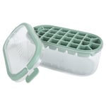 (Green)Ice Cube Tray With Lid Bin 2 Layer Ice Trays For Freezer With Lid UK