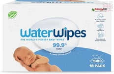 WaterWipes Baby Wipes 18x60 Pack Sensitive Newborn Biodegradable Unscented, 108