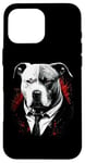 Coque pour iPhone 16 Pro Max Pitbull Dog Gangster en costume Funny Mob Boss sur le thème