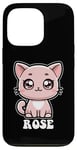 Coque pour iPhone 13 Pro Rose mignon chat chaton design pour filles nom rose