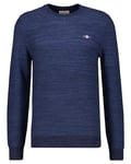 GANT Men's 2-tone Left-left C-neck Sweater , Evening Blue,XL