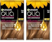 Garnier Coloration Permanente - Sans Ammoniaque - Aux Huiles Naturelles de Fleurs - Blond Foncé (7.0) - Olia (Lot de 2)