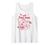 Kawaii Cat Drinking Strawberry Milk Cute Cartoon Aesthetic Tank Top