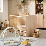 Chambre bébé duo azur - Lit 120x60 + Commode a langer 3 tiroirs chene doré Sauthon