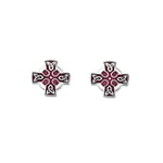 Sea Gems Jewellery - Celtic Cross Red Enamel And Silver Studs - 7649r