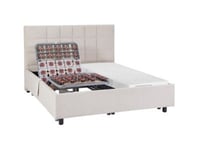 Lit électrique de relaxation déco tout plots + matelas mémoire de forme - 2 x 80 x 200 cm - Tissu - Beige - EREGA de DREAMEA