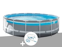 Kit piscine tubulaire Intex Prism Frame Clear Window ronde 4,88 x 1,22 m + Kit d'entretien