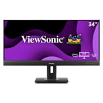 ViewSonic VG3456a 34-inch 1440p WQHD 21:9 Ultra-Wide Ergonomic Docking Monitor, Ethernet, USB Type-C, 2x HDMI, DisplayPort