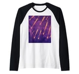 Celestial Falling Stars in Starry Night Sky Aesthetics Raglan Baseball Tee