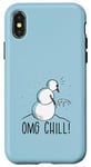 Coque pour iPhone X/XS OMG CHILL! Bonhomme de neige amusant La Reine des neiges Pipi d'hiver