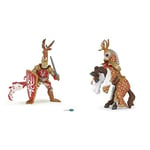 Papo-Lot de 2 Figurines - Collection Médieval - Fantastique - Maître des Armes cimier cerf + Cheval du maître des Armes cimier cerf