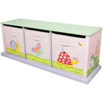 Etagère enfant Magic Garden bois avec 3 paniers bacs de rangement tissu TD-0132A - Rose