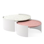 Cassina - 554 Bowy Low Table Ø 70, Outdoor, Frame Ivory, Top White  Red - Soffbord utomhus - Patricia Urquiola - Röd,Vit - Glas/Metall/Plast