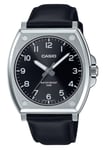 Casio MTP-E730L-1AV Leather Strap Black Dial Luminous Hands Quartz Mens Watch