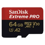 Sandisk Extreme Pro MicroSDXC 64GB V30 U3 med 170 MB/s överföringshastighet