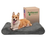 Furhaven Lit pour chien en mousse à mémoire de forme pour chiens de grande/moyenne taille avec housse amovible lavable, pour chiens pesant jusqu'à 17,2 kg – Matelas en peluche Minky et velours de luxe