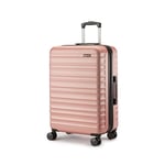 Amazon Basics Valise Rigide, Extensible et Taille Moyenne (68 cm), Coque en ABS Anti-rayures, 4 Roulettes Pivotantes, Or Rosé