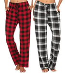 Ekouaer 2 Pièces Bas de Pyjama Femmes Pantalon Pyjama Femme à Carreaux Pantalon de Nuit avec Poches Doux Pantalon Long Vêtements de Nuit