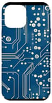 Coque pour iPhone 12 Pro Max Carte mère bleue vintage à pois avec circuit amusant