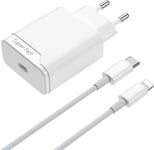 Chargeur Rapide Pour Iphone 11 12 13 14, 11 Pro, 11 Pro , 12 Mini, 12 Pro, 12 Pro , 13 Pro, 13 Pro , 14 Plus, Se, X, Xs, Xr, 8, 7, 20W Usb C Adaptateur Secteur Avec Cable De 1,2 M[L35]