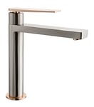 Essebagno 9013406 Allure mitigeur lavabo haut façon inox et or rose