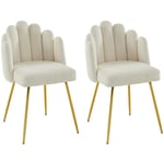 Pascal Morabito - Lot de 2 chaises en tissu bouclette et métal doré - Crème - altinam de