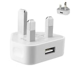 Usb Adapter Charger 3 Pin Uk Main Plug For Phone Iphone 5 6 7 8 X Xr Xsmax Ipad