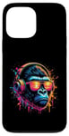 Coque pour iPhone 13 Pro Max Monkey DJ Disco Music Lover Gorilla Chimpanzee Casque audio