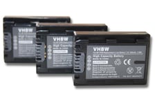 vhbw 3x Batterie compatible avec Sony Alpha DSLR-A380, DSLR-A380L, DSLR-A380Y caméra vidéo caméscope (500mAh, 7,2V, Li-ion) avec puce d'information