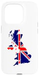 Coque pour iPhone 15 Pro Drapeau carte du Royaume-Uni