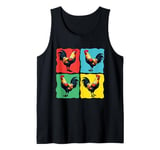 Colorful Funny Chicken Art, Crazy Chicken Rooster Family Tank Top