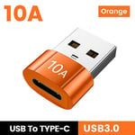 10a Usb3.0 Otg Adaptateur Type-C Adaptateur Connecteur Convertisseur Pour Macbook Pro Air Samsung Xiaomi Ordinateur Portable Usb-C Adaptateur Tipo C - Type Orange C-U 1pc