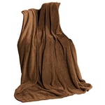 CelinaTex Couverture TV Couverture Douillette XXL 220 x 240 cm Marron Coral Fleece Couvre-lit Microfibre Couverture de canapé Jeté de lit