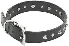 CHAPUIS SELLERIE Collier pour Chien Simili Cuir avec Clous Noir Largeur 25 mm, Longueur 55 cm, Taille L