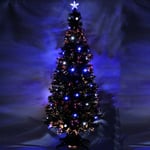 WeRChristmas 6 ft Black Pre-Lit Multi-Colour Fibre Optic Christmas Tree with Blue/ White LED and Star Topper