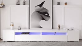 240cm TV-bänk med variabel LED - modern stil - Vit