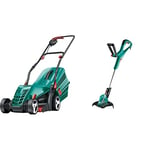 Bosch Rotak 34R Electric Lawnmower (1300 W, Cutting width: 34 cm, In carton packaging) & Bosch Electric Grass Trimmer ART 30 (550 W, Cutting Diameter 30 cm, in Carton Packaging)