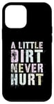 Coque pour iPhone 12 mini Vélo vintage A LITTLE DIRT NEVER HURT, Motocross, VTT, quad