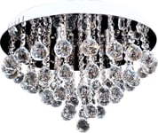 Taklampe Ven Taklampe Ven P-E 1437/6-50 Rund Armatur Med Krystaller Glamour Krystall Krom Gjennomsiktig Almonte