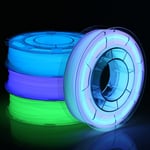 Glow in The Dark Multicolor Change 5 Meter,Vert,Bleu et Deep Blue(Purple),Filament Pour Imprimante 3D Bundle,Filament PLA 1.75mm,Filament Pour Impression 3D,200g X 4 Pack