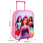 Girls Kids Barbie Holiday Foldable Trolley Cabin Bag Dolls Travel Luggage Pink