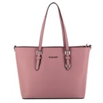 flora & co Grand Sac à Main Femme - Cabas Fourre-Tout Simili Cuir PU Rigide - Sac Elégant Ville Travail Lycée - Shopper Porté Epaule Bandoulière Grande Capacité A4 - Mode Chic - Vieux Rose