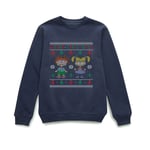 Rugrats Chuckie And Angelica - Merry Christmas Christmas Jumper - Navy - XS - Navy