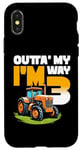 Coque pour iPhone X/XS Garçon 3e anniversaire Outta My Way I'm 3 Tractor Three Years Old