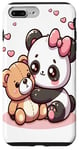 Coque pour iPhone 7 Plus/8 Plus Adorable panda et ours en peluche câlins style kawaii