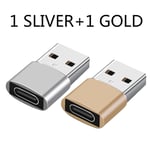 Adaptateur USB vers type C OTG 2 pièces USB USB-C mâle vers micro USB type-c convertisseur femelle pour Macbook Samsung S20 USBC connecteur OTG - Type Silver add Golden