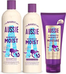 Aussie Miracle Moist Shampoo and Conditioner Set with Deep Treatment Hair Mask f