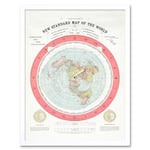 Gleason 1892 New Standard Map of the World Time Calculator Flat Earth Vintage Poster Art Print Framed Poster Wall Decor 12x16 inch